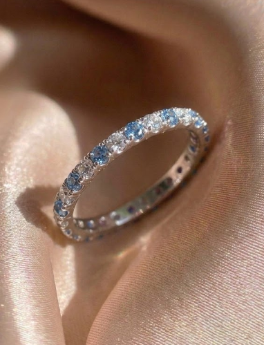 Anillo Piedra Plata Celeste