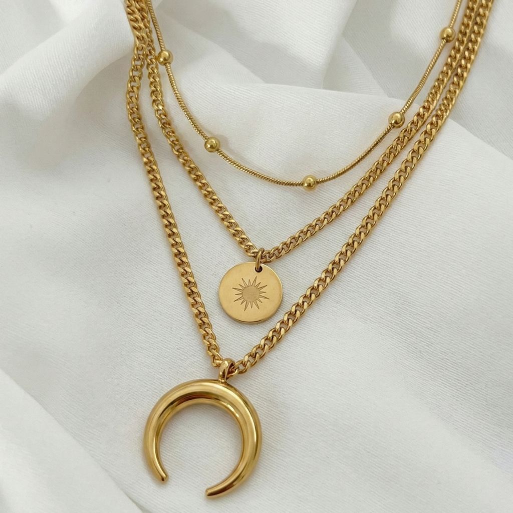 Collar Luna en Acero de Titanio